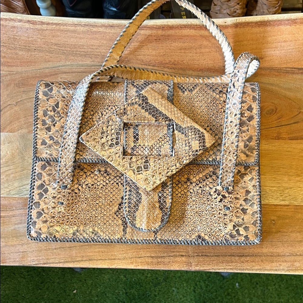 Vintage Tan Snakeskin Handbag
